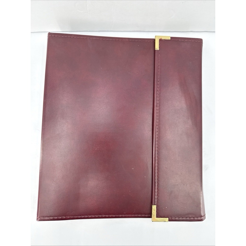 Vtg Stafford Leather Business Portfolio Ring Binder Organizer Brass Corners USA